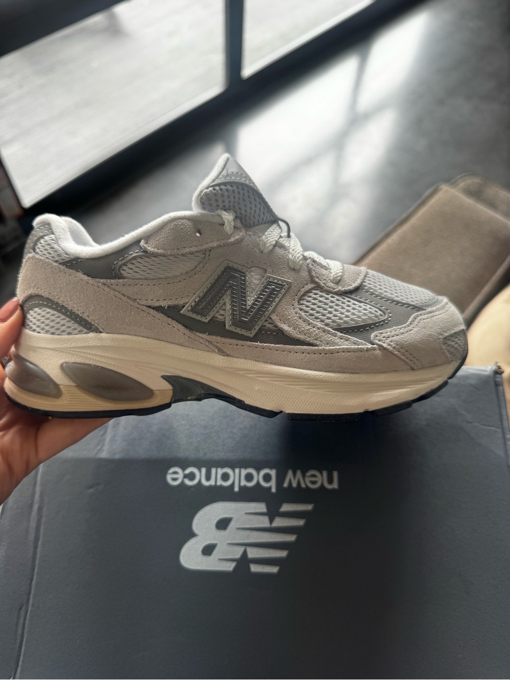New Balance Kids' Grey Mesh & Suede Sneaker